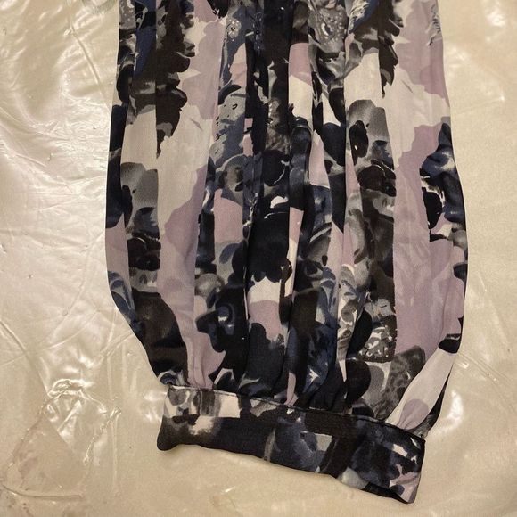 PARKER TOP BLOUSE GRAY BLACK WHITE LONG SLEEVE SIZE S - Picture 6 of 16